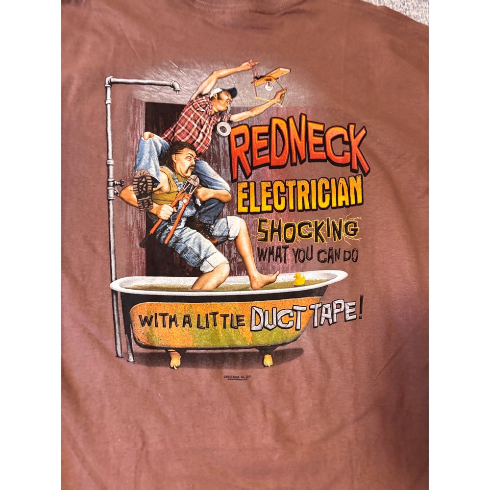Gildan Graphic T-Shirt Mens XL Brown Redneck Electrician Funny Duct Tape Tee